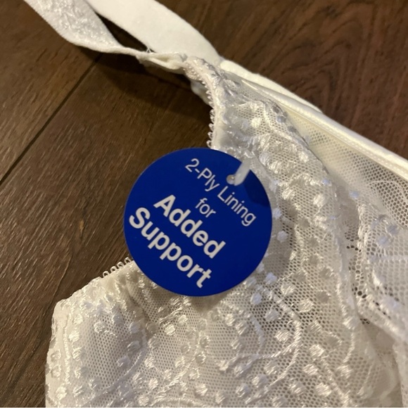 Playtex Bra Sheer Sexy Full Figure 2-Ply Lining Embroidered Style T006 White 42C - Picture 6 of 10